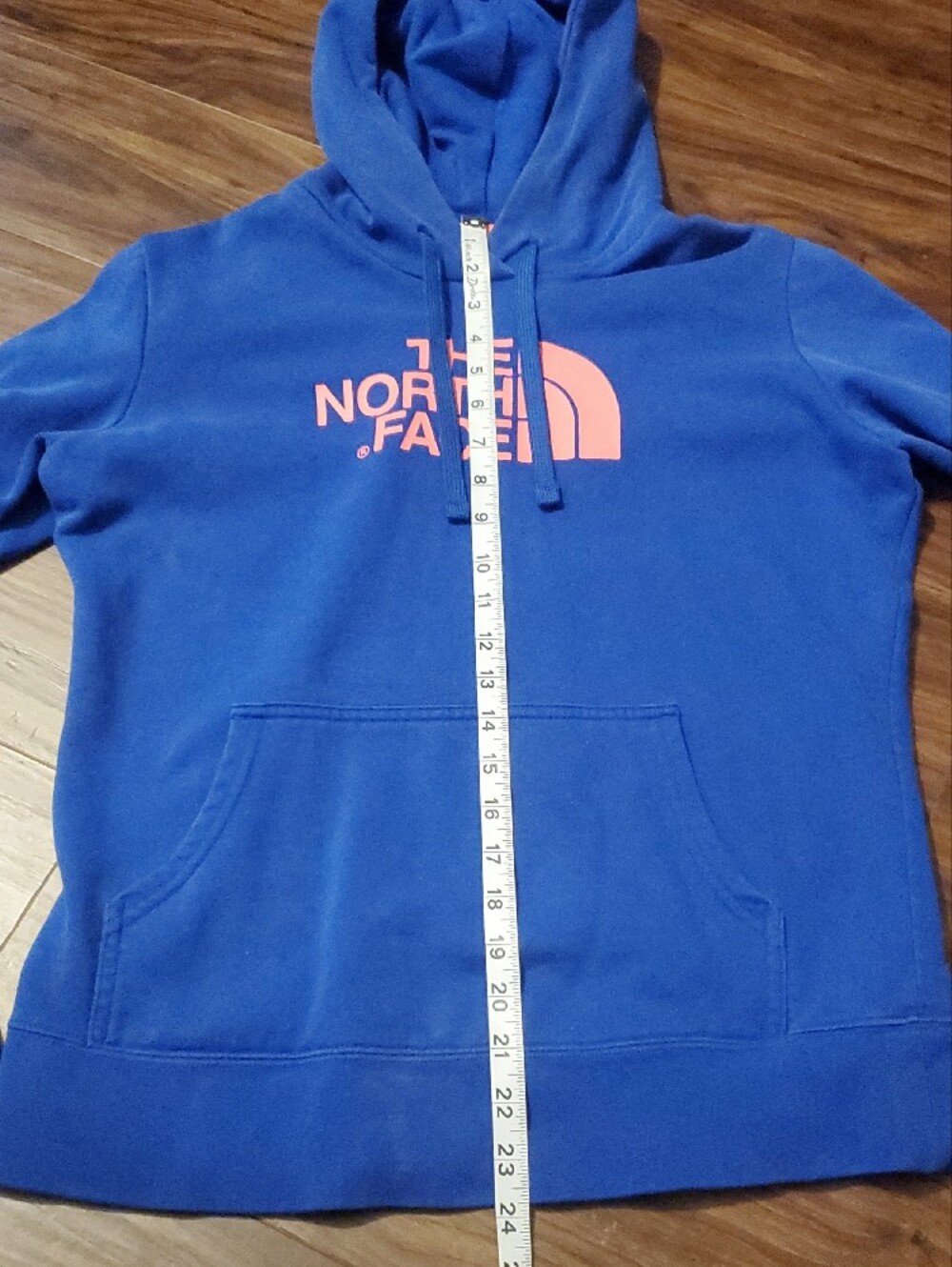 The North Face Royal Blue Hoodie with Pink Logo - Picture 6 of 7